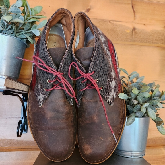 Clarks 💙Woolrich 66303 Leather Aztec Chukka Desert Boot Tribal Crepe Shoe Sz 13 - Picture 3 of 14